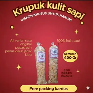 2BAL DOROKDOK KERUPUK KULIT SAPI 400gr VIRAL RAMBAK SAPI Krupuk Pedas Snack Populer dengan Rasa Khas Sapi Camilan
