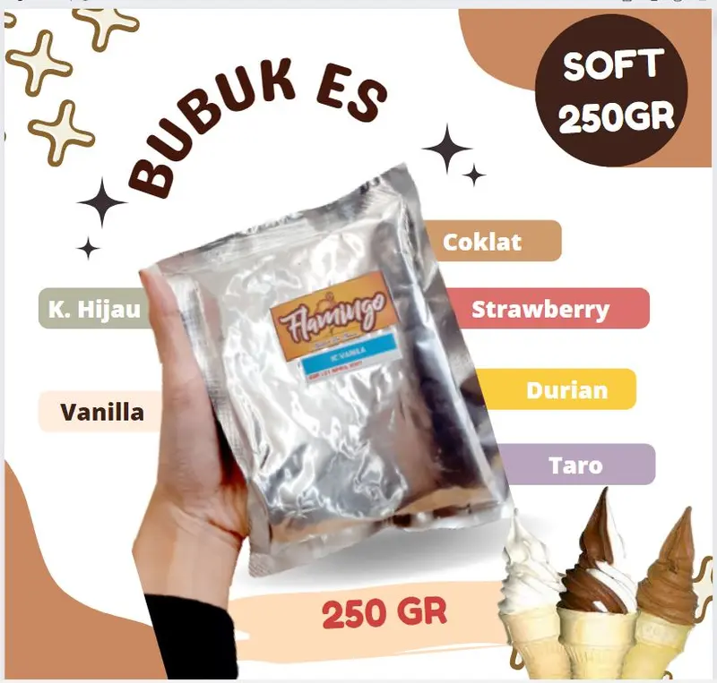 Bubuk es krim bahan es cream lengkap murah 250gr es krim bubuk instan minuman 2