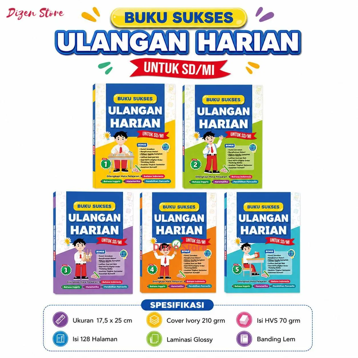 Buku Sukses Ulangan Harian SD/MI Kelas 1 2 3 4 5 - Kurikulum Merdeka 5 Mapel Utama + Barcode QR