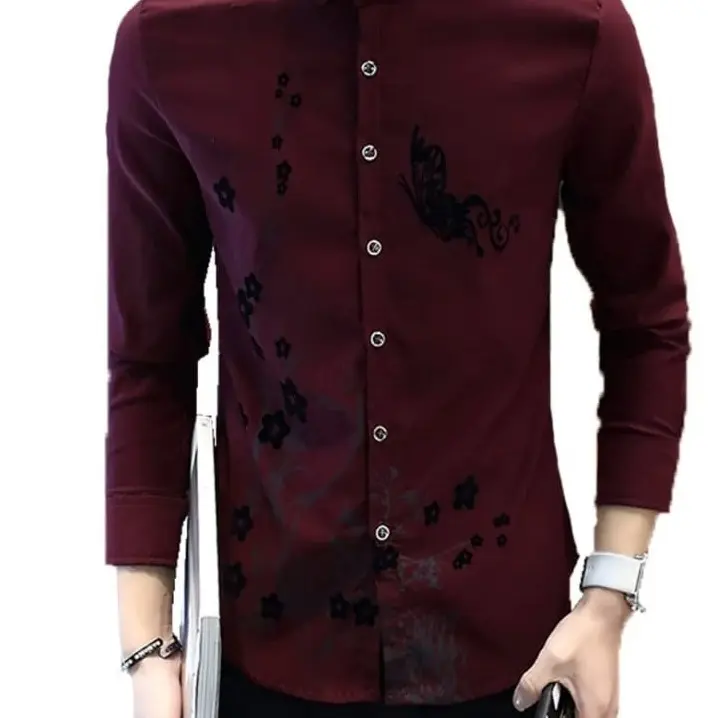 Kemeja Pria Lengan Panjang Motif Bunga Viral Katun Fit L /Fashion Pria Model Terbaru- Kemeja James 4