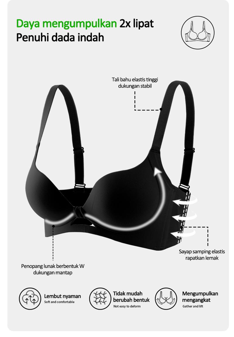 GOSO Bra Push Up Wanita  Premium Bh 3/4 Cup Brassiere Support Lembut Tanpa Kawat Tipis Busa Lembut & Nyaman