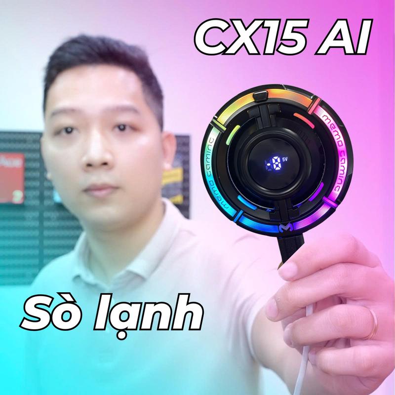 [ MOBILECITY MEDIA ] Sò Lạnh CX15 AI - Quạt Tản Nhiệt Điện Thoại + Led Gaming, Chế Độ AI, Làm Lạnh Cực Sâu + [BH 1 Đổi 1]