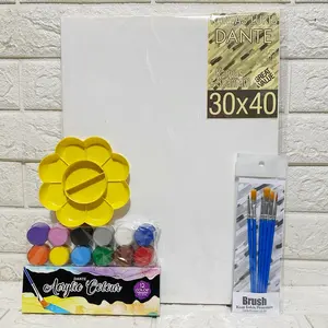 Dante - PAKET MELUKIS SET Kanvas 30x40 Kuas Palet dan Cat