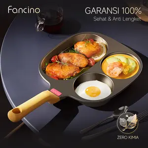 [READY]Fancino Wajan Serbaguna 3-in-1 untuk Sarapan  Wajan Burger Telur Panci Goreng Anti Lengket Wajan Steak dan Telur untuk Rumah Tangga