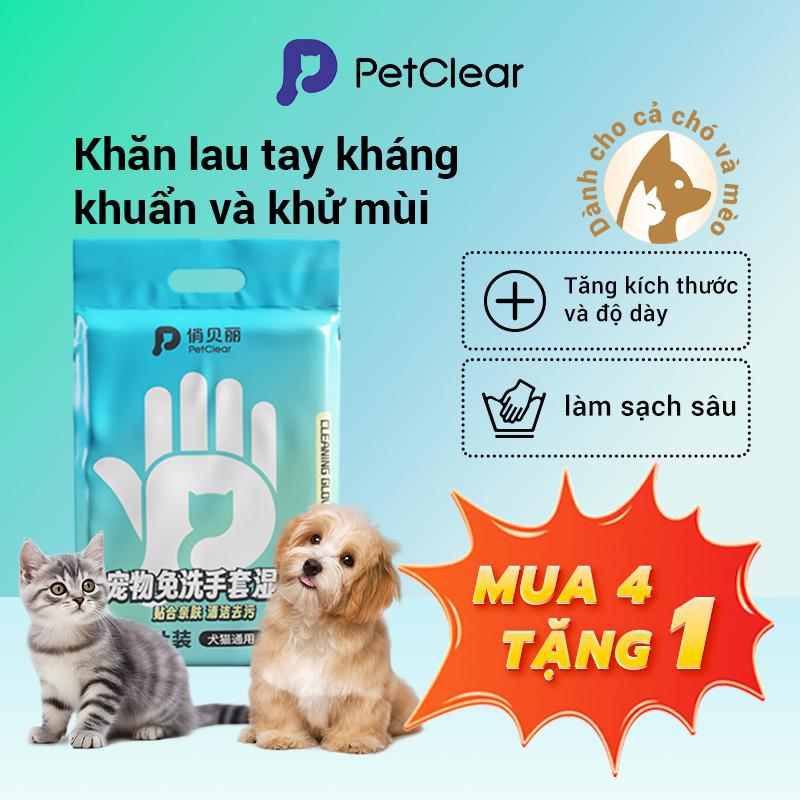 【Mua 4 tặng 1 Găng tay thú cưng khô Petclear để chải lông cho thú cưng khô không cần nước 10 chiếc thích hợp cho mèo và chó
