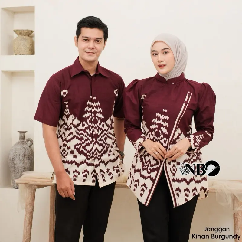 Blouse Batik Kebaya Janggan Modern Kemeja Batik Pria Batik Wanita Press Body Seragam Batik Katun Batik Couple Pasangan