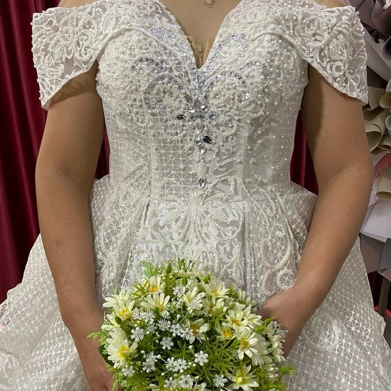 Gaun Pengantin Sabrina Mewah untuk Wanita - Dress, Pesta, Panjang 3