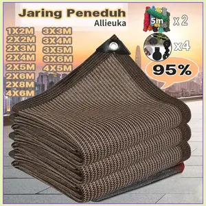 95% Paranet Jaring Kerai Tahan UV Jaring Pelindung Matahari Sunshade Net Hitam Luar Ruangan Insulasi Panas Tenda Peneduh Halaman Ruang Balkon Jaring Tahan UV Multi Ukuran-Coklat