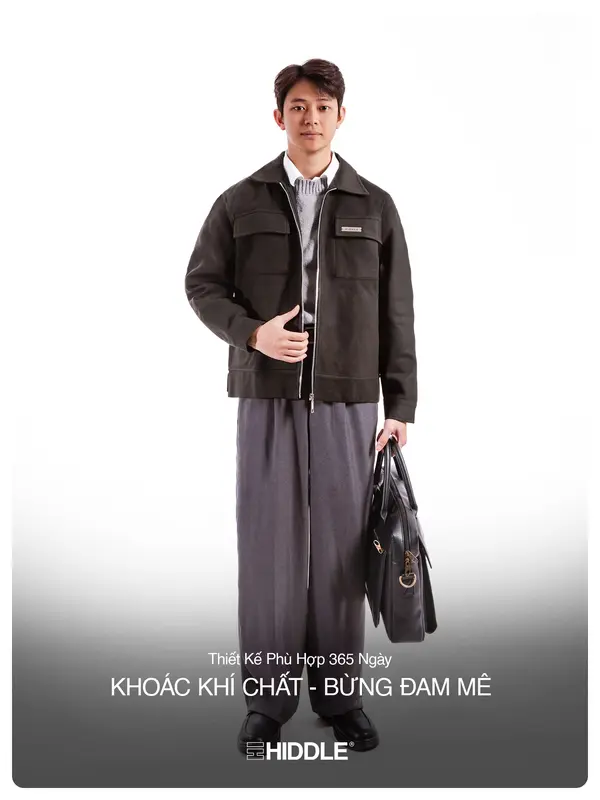 Áo khoác nam cao cấp hàng hiệu HIDDLE túi hộp thật vải kaki, nỉ dạ,dạ tweed, da lộn 2 lớp nhiều màu, có túi trong 1