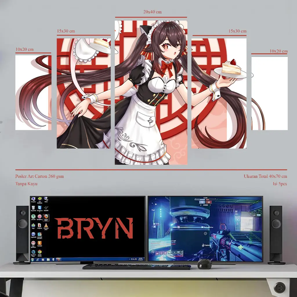 BARYON POSTER GENSHIN IMPACT 1 Set Hiasan Dinding Poster  Pajangan Kamar Wall Decor Anime 5pcs