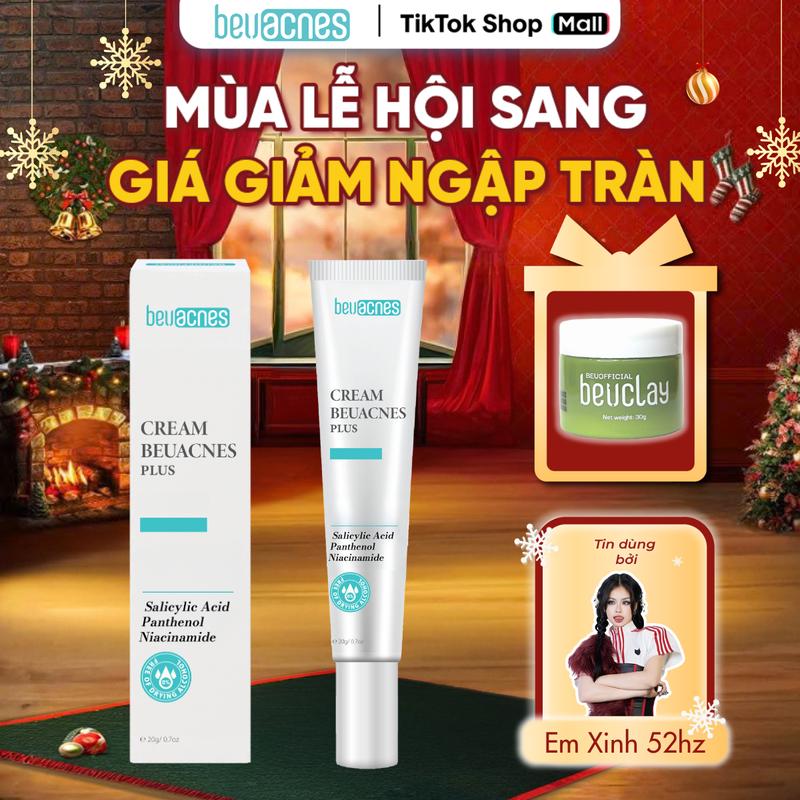 MUA 1 TẶNG 1 - TML804 Tặng Mặt Nạ Đất Sét Dạng Hũ 30g Khi Mua Kem Mụn BEUACNES PLUS 15g- Giảm Mụn Sáng Da Mờ Thâm Mụn Nam Nữ Làm Đẹp Da Women Skincare thuốc bôi K Chăm Sóc Da Cho Bé Trà