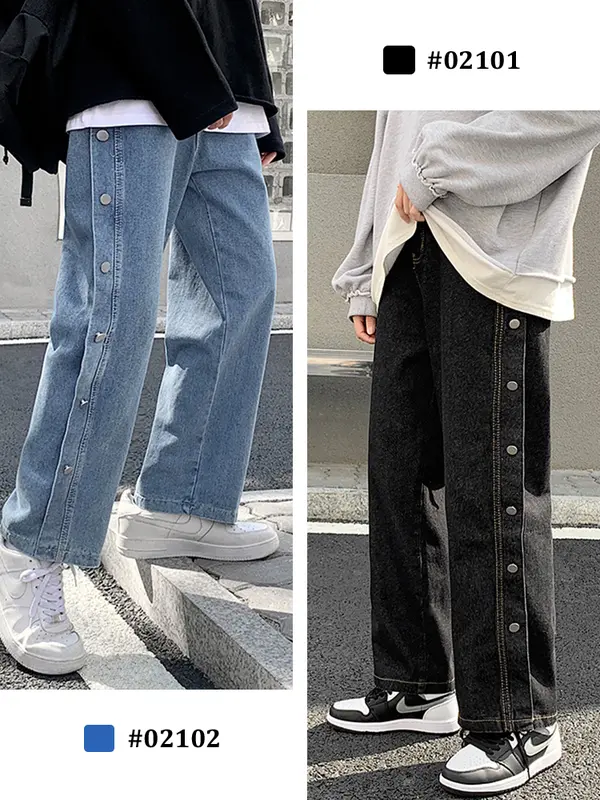 Quần Jean Có Khóa Thương Hiệu Hợp Xu Hướng Của Nam Giới quần jean nam boy phố đen quần jean nam ống suông xịn cao cấp shiny Menswear Pants 3