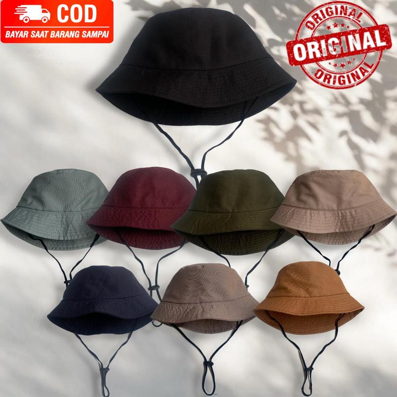 Topi Bucket Hats Anak Polos Bolak-Balik bahan japn drill model Korean Style unisex cwe/cwo termurah Fashion 1