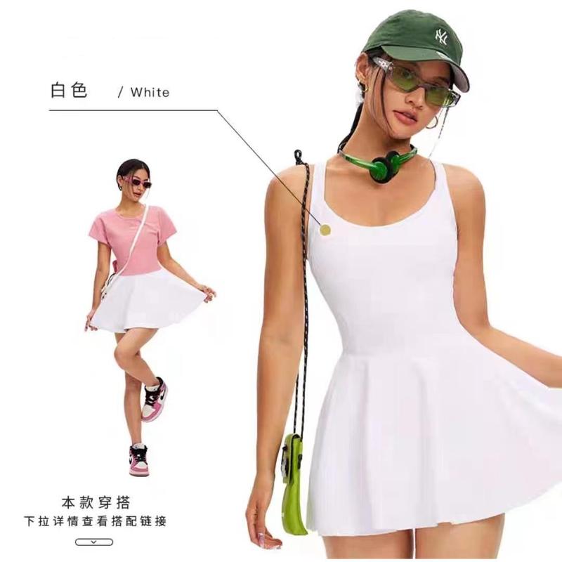 Outdoor Sports Tennis Skirt One-Piece Slim-Fit Anti-Exposure Fake Two-Piece Shorts One-Piece Fitness Yoga Wear Suit for Women 5