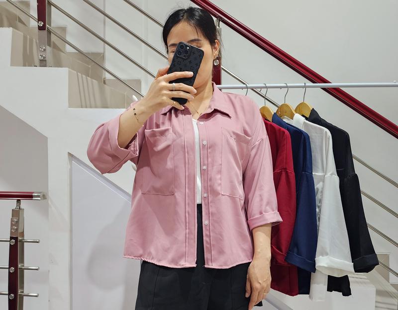 Product Introduction of Baju Kemeja Oversize Sakila Atasan Wanita Hijab Muslimah Casual Shakila,Top,Dewasa Cod 10