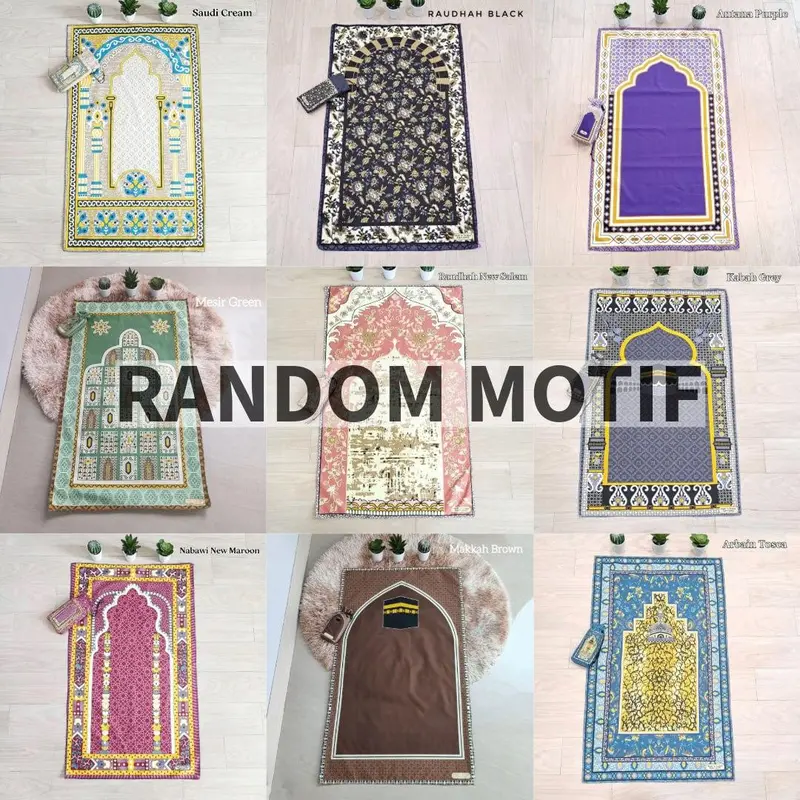 Sajadah Travel Jumbo Ukuran 105 x 60 cm / Sajadah Souvenir Umroh Haji Muslim Turki Motif 5