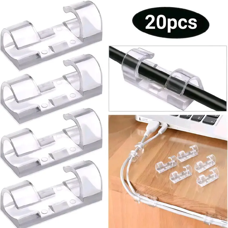 20PCS Klip Kabel Organizer Cable Tempel Dinding Meja Kursi Kayu Penjepit Kaber 0