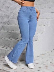 Vaqueros Acampanados Azul Para Mujer Jeans cintura alta tela suave y elástica ideal para estilos casuales y versátiles Pantalones vaqueros ropa vaquera de mujer vaqueras mujer outfit