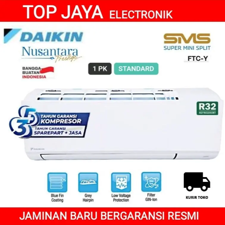 AC DAIKIN 1PK SMS SERIES FTC-25YV14 FREON R32/DAIKIN AC 1 PK NEW SERIES BERGARANSI RESMI