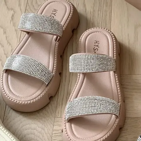 Sandal Slop Wanita Dewasa | Wedges Wanita | Sandal Slop Tinggi Gliter 2388-z1 3