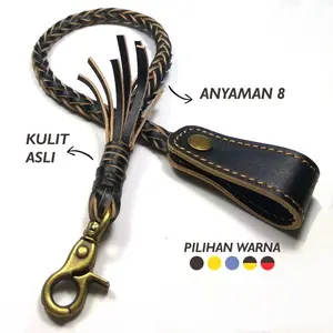 Tali dompet anyaman kulit - wallet chain kulit asli - rantai dompet