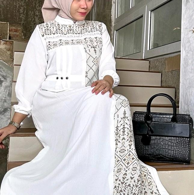Ready LANGSUNG KIRIM Gamis Tsabina Gamis Mute Swarovsky Cringkle motif 1