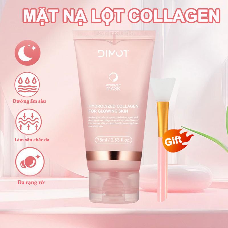 Mặt Nạ Bọc Collagen Ban Đêm, 75ml, Trẻ Hóa, Dưỡng Ẩm, Làm Sáng, Mặt Nạ Hàn Quốc, Da Phát Sáng, Mặt Nạ Đàn Hồi, Cấp Nước Sâu, Làm Săn Chắc Da, Mặt Nạ Lột Collagen, Chăm Sóc Da, Kèm Cọ medicube mặt
