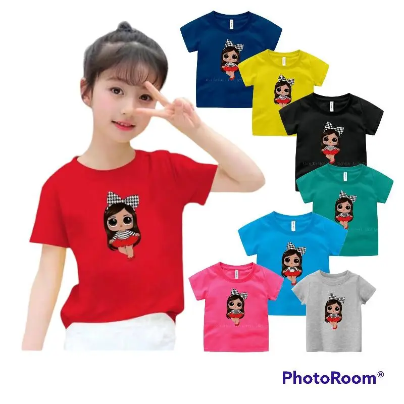 Paket Hemat 6Pcs Kaos Anak Perempuan Gambar Campur Lucu Katun 1