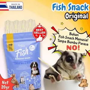 Fish Snack Original Camilan Ikan Alami untuk Anjing, Kucing, Sugar Glider, dan Hewan Kecil Lainnya