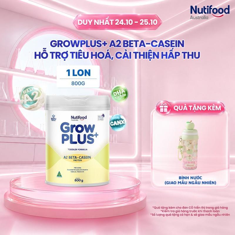 Sữa bột Nutifood Australia GrowPLUS+ Đạm A2 800g GĐ.I hỗ trợ tiêu hóa, hấp thu dưỡng chất