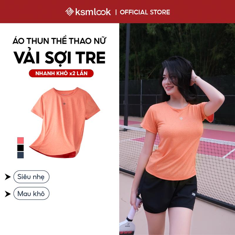 Áo Thun Thể Thao Nữ KSM Tay Ngắn Cổ Tròn Vải Thấm Hút Tốt, Mau Khô Dùng Tập Thể Dục, Gym, Chạy, Yoga, Cầu Lông AN504 Sport Top