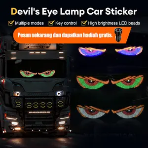 Lampu Devil Eyes Besar 30x12 dengan 11 Mode LED RGB - Efek Kedip Flash Mata Iblis yang Menarik via USB Car