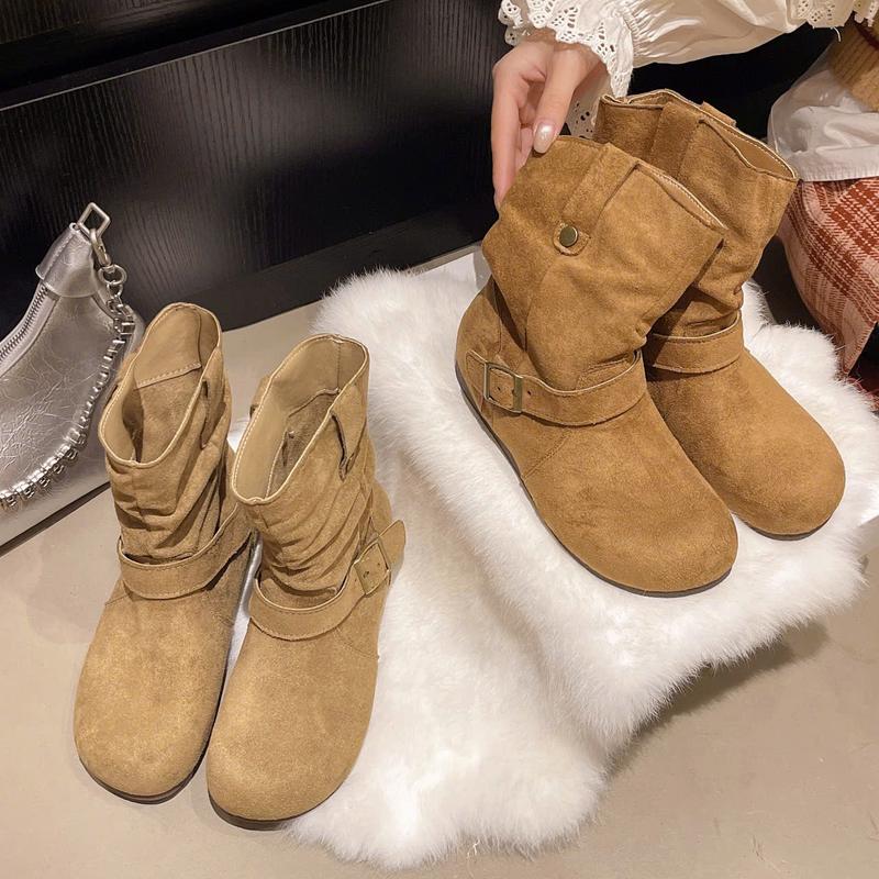   FULLBOX-QCCC  Bốt nữ chất da lộn mới trẻ trung ANNA 2 màu trẻ trung 2026 