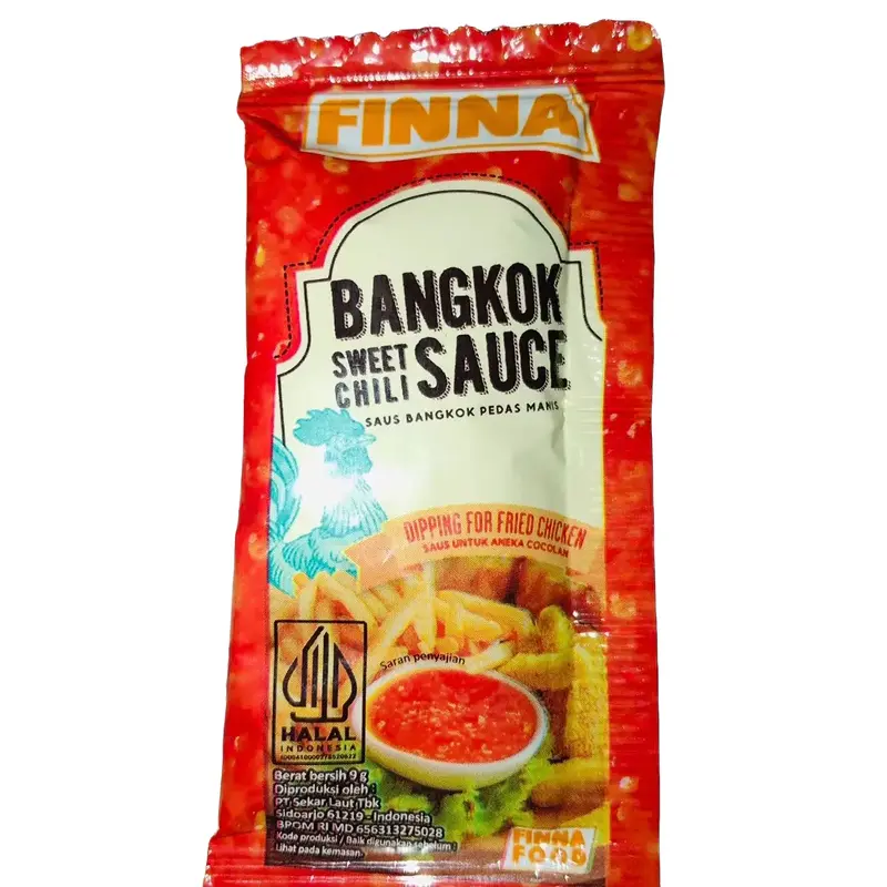 (50pcs) Finna Saos Bangkok 9gr - Kemasan Pouch Ayam Jagung Manis, Pedas, Sweet, Bahan Garlic - Brown Lada - Msg sao s sambal 0