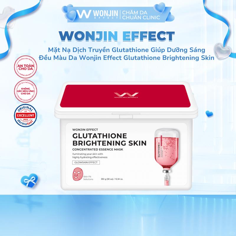  Hộp 30 Mặt nạ dịch truyền Glutathione dưỡng sáng đều màu da WONJIN EFFECT GLUTATHIONE BRIGHTENING SKIN CONCENTRATED ESSENCE MASK 350g  B1  