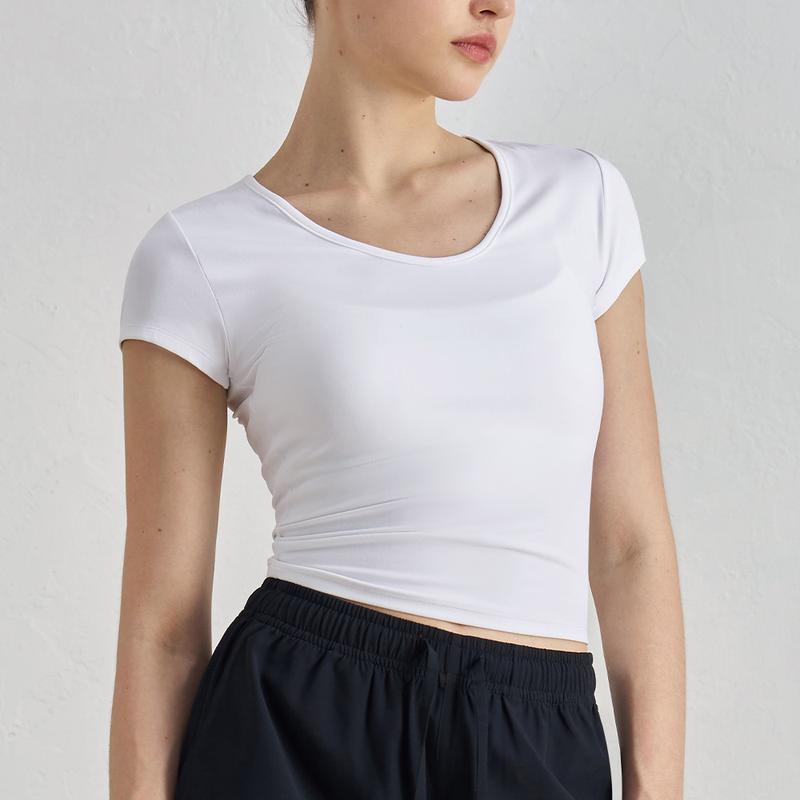 Product Introduction of Áo Thun Thể Dục, ngắn Tay Nữ, Cổ Tròn, 91% Nylon + 9% Spandex, Thích Hợp Tập Thể Dục Và Yoga Đi Chơi, Hàng Mới Về Năm 2025, Kiểu Áo Khoác Ngoài 31