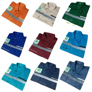 kameja kerja Safety proyek Seragam Wearpack teknik atasan Pria GRATIS NAMA DADA Baju Bordir Hitam Hijau Biru Navy Katun Panjang
