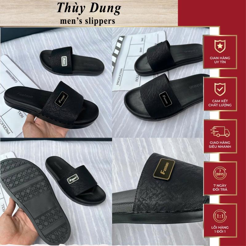 Dép Nam Da ( Khâu Quai ) Quai Ngang Fashion, Đế Kép 2 Lớp Bền Đẹp Slipper DéP