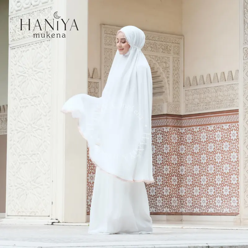 Haniya Mukena - Shafiy Series 2in1 Traveling Santorini Silk Adem Lembut Seserahan Jumbo Dewasa 4