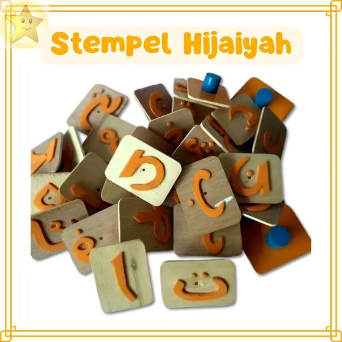 Stempel Hijaiyah Kayu Non-Toksin – Mainan Edukasi Belajar Huruf Arab | Arimbistar