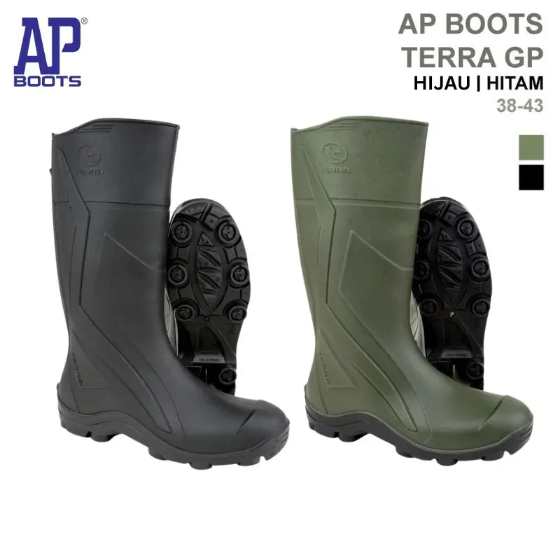 NEW! AP Boots Terra GP Hijau Hitam | Sepatu Boot PVC Tinggi Panjang Sepatu Kerja