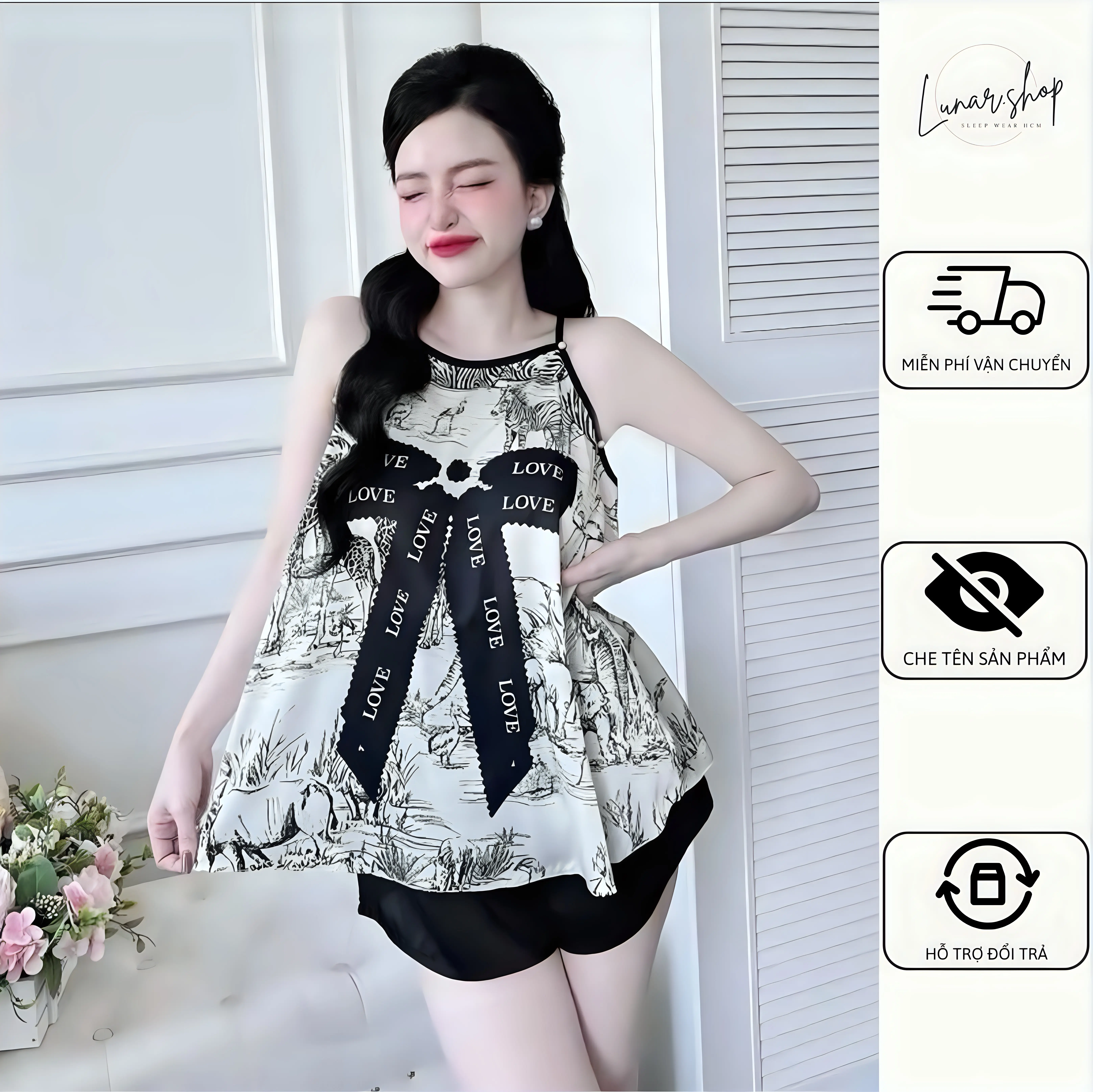 [ Có Bigsize] Yếm Phi Lụa in 3D thời trang nhiều họa tiết, chất liệu Phi Lụa mềm mịn, thoải mái, siêu đáng yêu, họa tiết bắt mắt. Yếm ngủ thời trang dành cho nữ freesize Women setyem Áo, set đồ nữ đẹp, đồ ngủ cho nữ