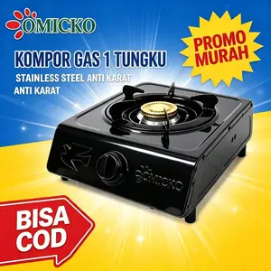 Kompor Gas 1 Tungku OMICKO Stainless Steel Anti Karat, Api Biru Hemat Gas, Pemantik Otomatis, Kompor Meja untuk Dapur Rumah Kost Warung BISA COD