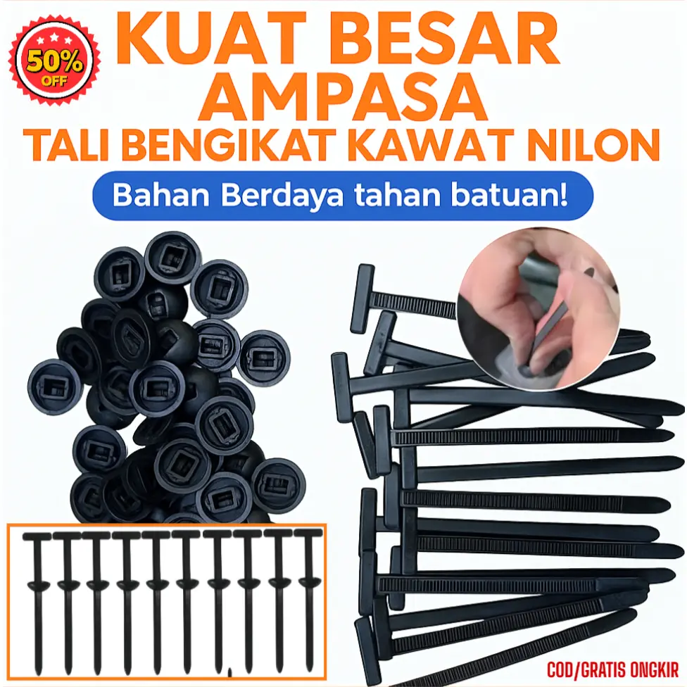 COD[100pcs/50pcs/20pcs] Tali Pengikat Mobil & Motor/Kabel Tie Self-Locking/Kuat Dan Tahan Lama/Car Motorcycle Tie Buckle Selflocking Nylon Buckle/Tahan Panas & Air/Nylon Selflocking Tie Buckle