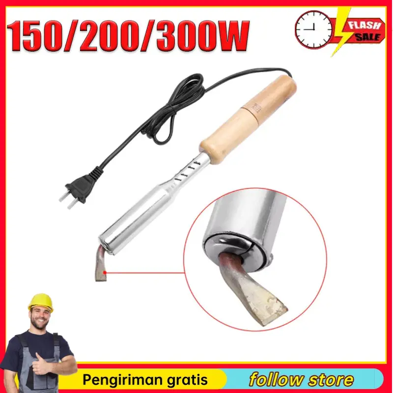 220V Solder listrik 200W 100W Alat patri listrik gagang kayu soldering iron