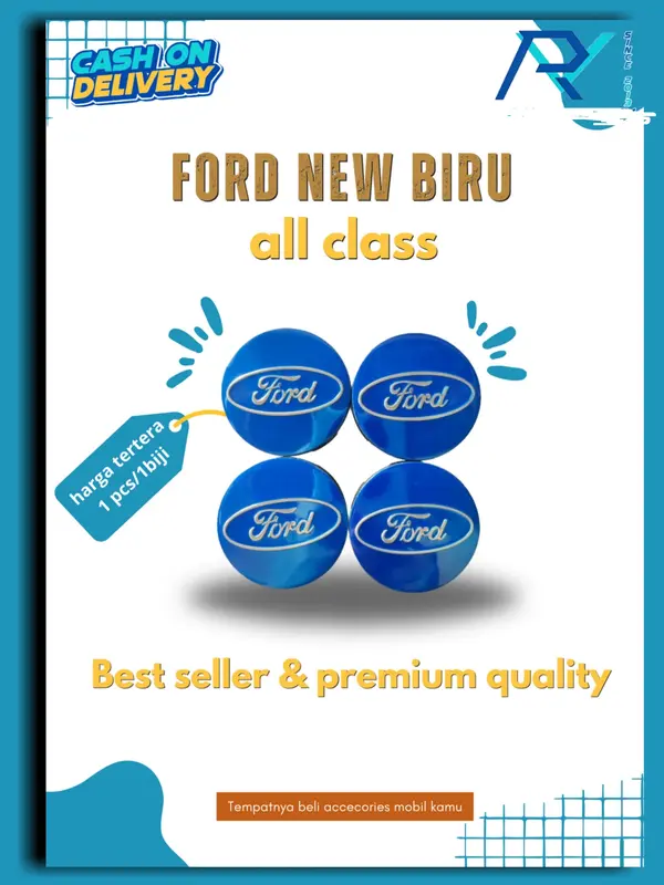1pcs 56.5mm Ford Velg Roda Tutup Ring 16 17 Plat Hitam Biru Polish 2