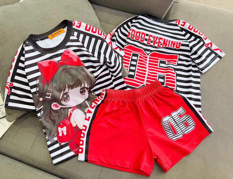   G107  12-43kg Bộ quần áo bé gái quần đùi chất thun lạnh mát 