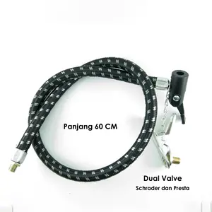 Selang Pompa Dual Valve (Schrader & Presta) 60cm/Selang Pompa Ban Angin