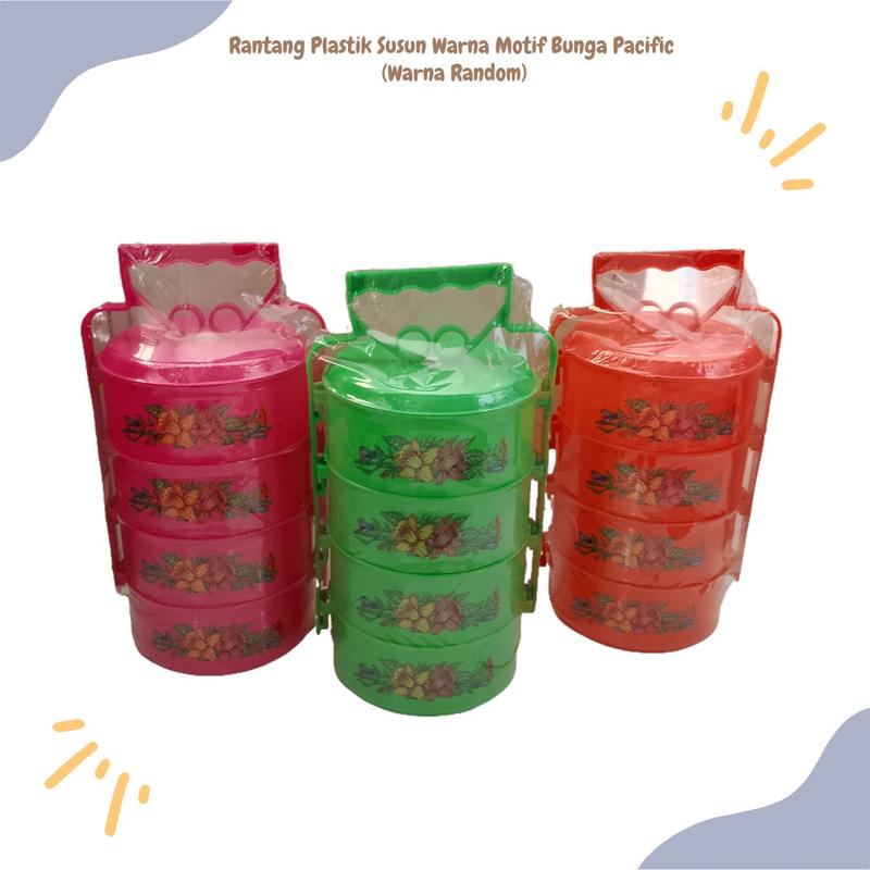 Rantang Plastik Susun Warna Motif Bunga Pacific (Warna Random) 3