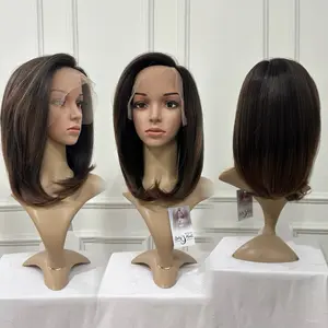 Wig rambut palsu wanita lace front shaggy layer sebahu bahan fiber LF Celin
